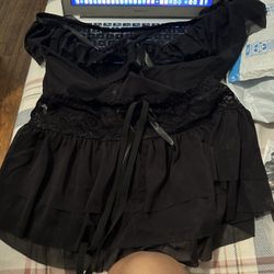 SHEIN Lingerie Crop Top And Skirt Lingerie Set 