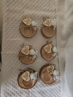 Rustic Wood Slice Tea Light Holders Set of 6