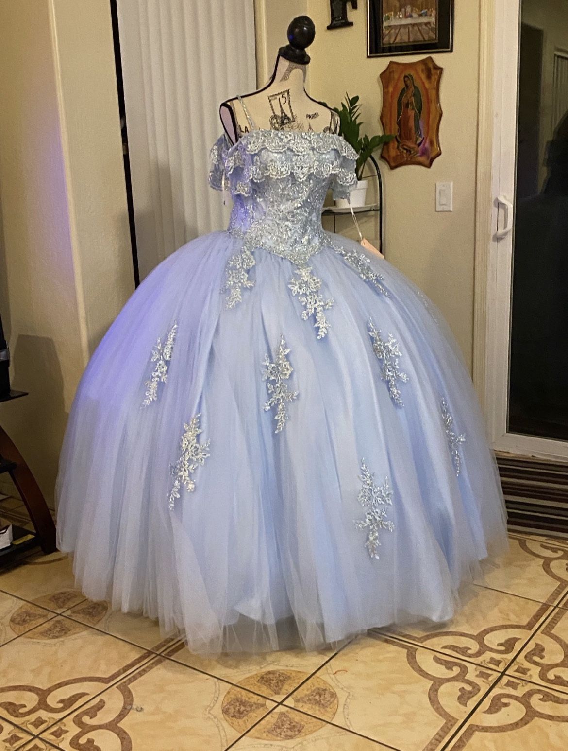 Baby blue quinceañera dress