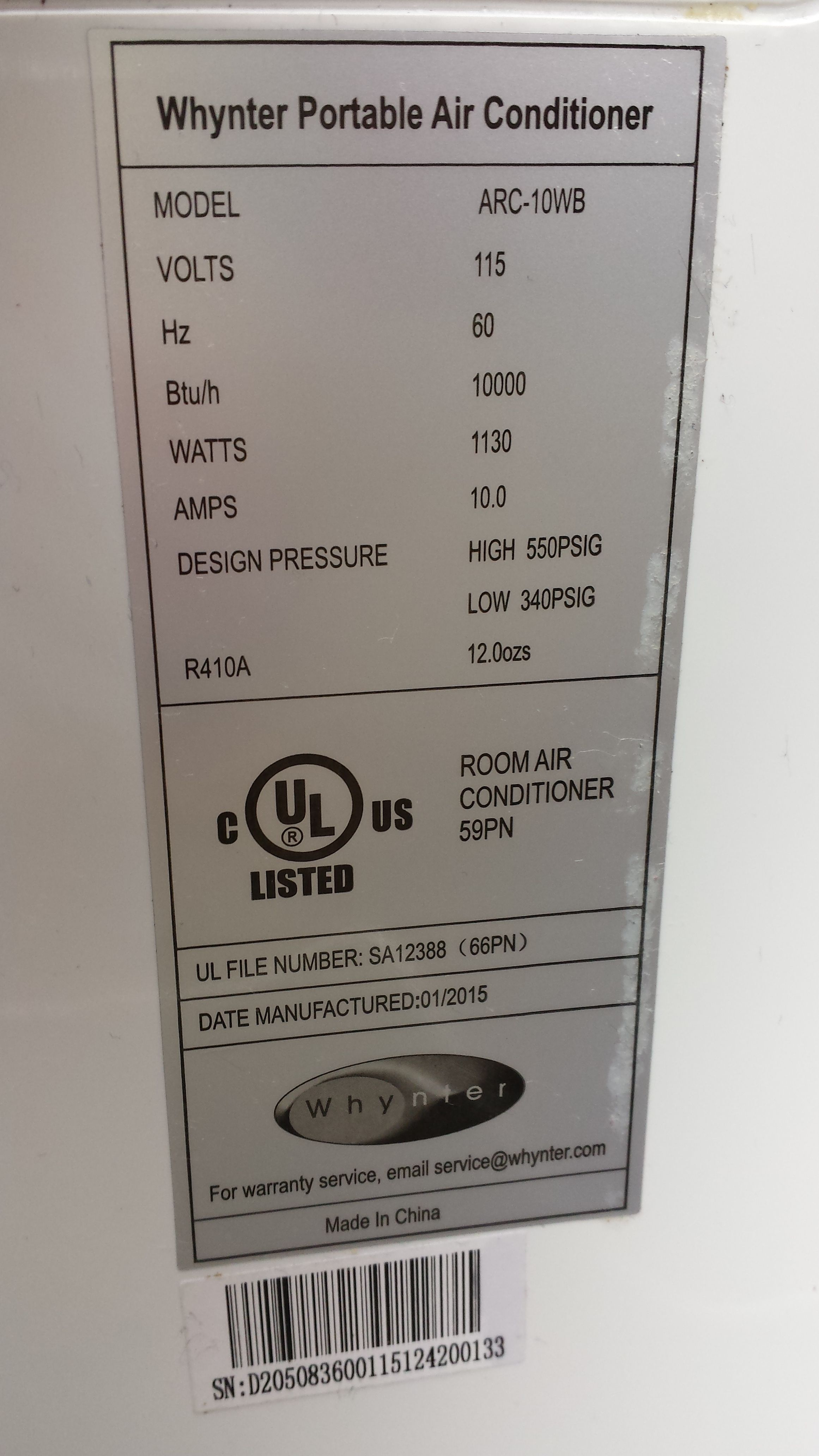 Vissani 5,000 BTU 115Volt Portable Air Conditioner With