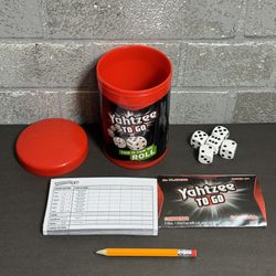 Yahtzee To Go Travel Dice Game Complete Set Cup Score Sheets Pencil Rules