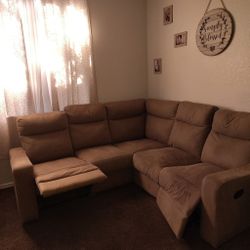 Living Room Sectional And Dining Table With 6 Chairs And 3 Small Tables 
