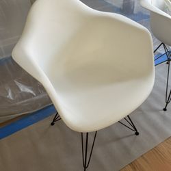 Replica Eames Molded Plastic Dining Chairs Pair