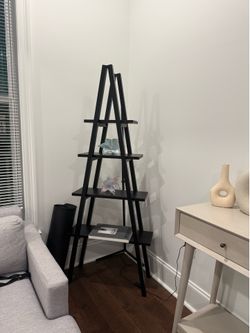 Black Ladder Shelf / Corner Bookshelf