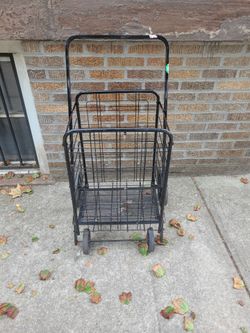 Big Black Folding Shopping Cart w/9,5" wheels