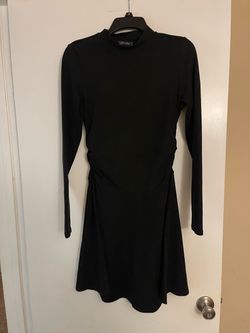 Black Long Sleeve Mock Neck Mini Dress