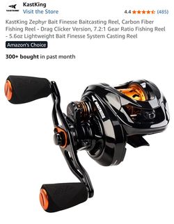 KastKing Zephyr Bait Finesse Baitcasting Reel, Carbon Fiber Fishing Reel - Drag Clicker Version, 7.2:1 Gear Ratio Fishing Reel - 5.6oz Lightweight Bai