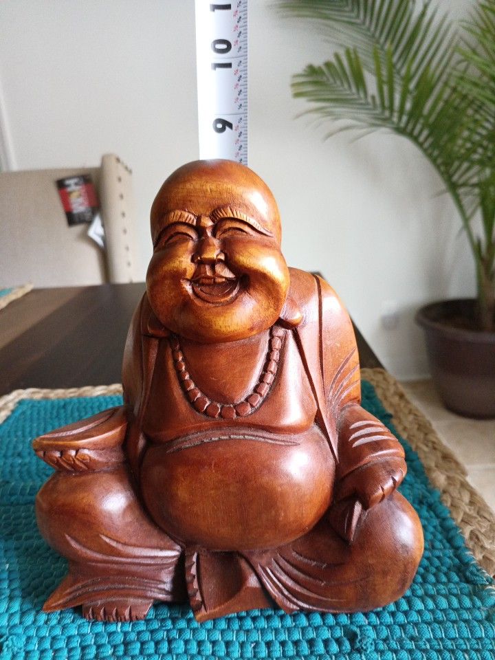 Vintage Laughing  Buddha Hand Carved