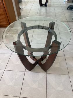 26 inch Walnut Wooden Glass Rooms to Go Table