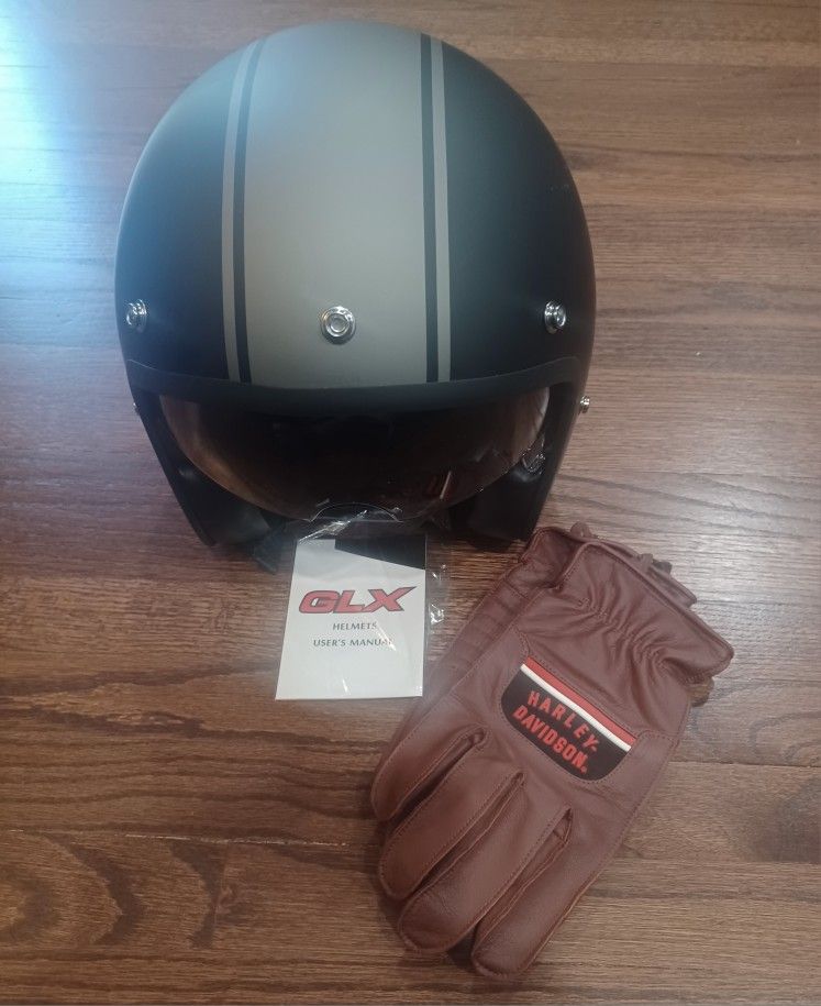 New GLX Helmet Size L New Harley Davidson Gloves Size