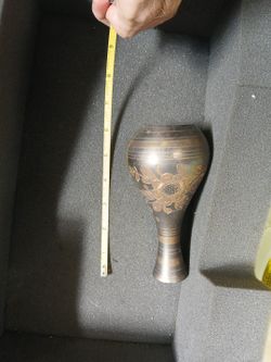  Antique Metal Vase 6 inch 