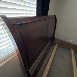 Solid Wood Bed Frame with Headboard (Queen)