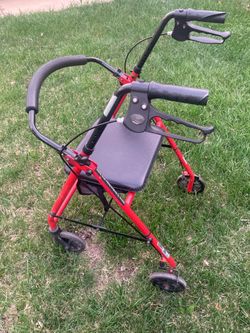 Folding walker with a seat and small storage