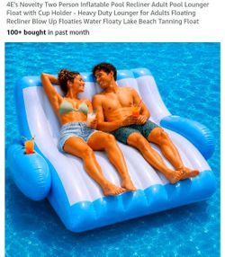 Inflatable pool recliner for 2 person