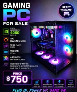Gaming PC , AMD Ryzen 5 5600, Nvidia RTX 4060, 16GB DDR4, NVME 1 TB