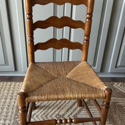 Antique Ladder Back Chair With Rush Seat