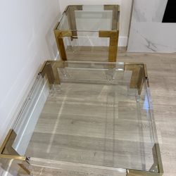 Gold Acrylic Coffee Table Set 