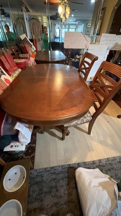 Dining 3 Piece Set Designer High End Wooden With Glass Hutch & Dining Room Table With Leaf & 6 Wooden Matching Chairs ( Including 2 Captain Chairs)