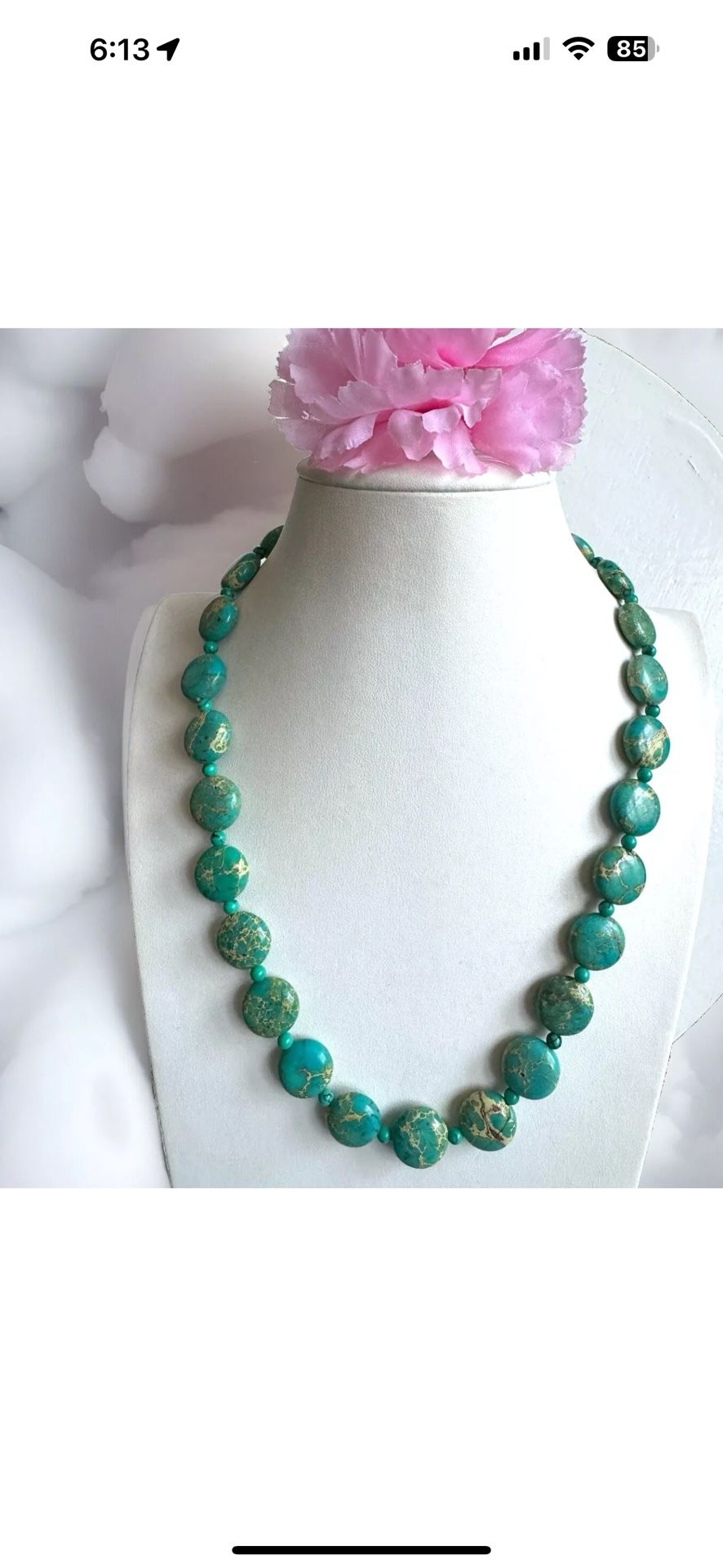 Stunning earthmined natural green Turquoise round shape necklace 21”inch