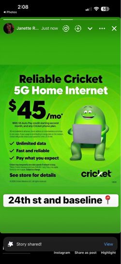 Cricket home internet $45