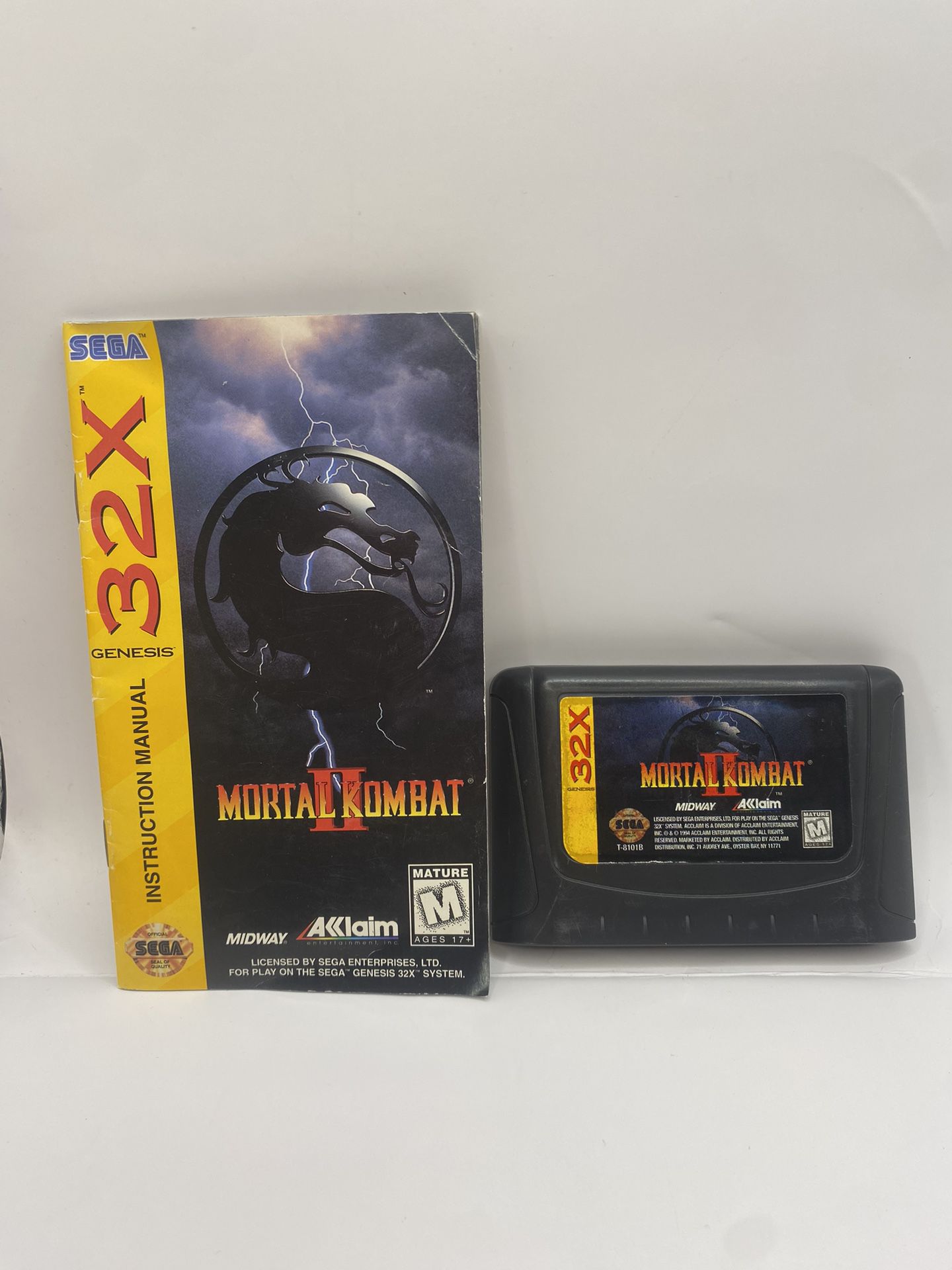 Mortal Kombat II Sega 32X Authentic Cart Manual No Box Case Tested MK2