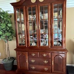 90s Vintage Cherry China Cabinet 