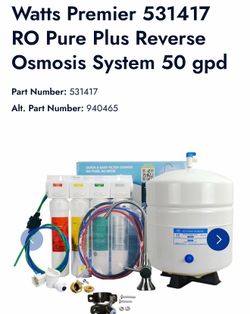 Watts Premier RO-Pure Plus Reverse Osmosis System – Retail $222 New in Box