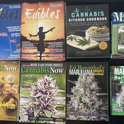 8 Book Bundle Lot: Ed Rosenthal’s Marijuana Grow Handbook / Jorge Cervantes Grow Basics / Cannabis Kitchen Cookbook / Cannabis Now Magazines & Edibles