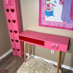 Pink and Red Desk And Heart Cabinet Set Barbie