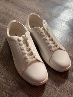 White Low-Top Lace-Up Sneakers