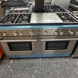 Wolf Stainless Steel 60” Gas Range Stove + Double Griddle 