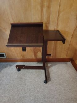 Adjustable Rolling Laptop Desk with Side Shelf
