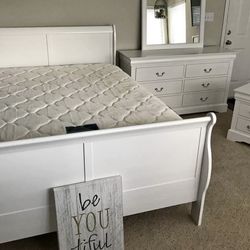 Full or Queen Size Bed With Dresser & Mirror and Night Stand  — all for just $698