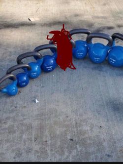Yes4all pvc blue Kettle bells 7 pieces in total