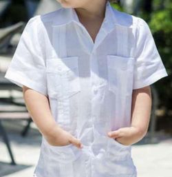 Linen Guayaberas - Light Blue Boys Shirt