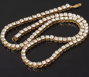 New 18 k yellow gold tennis chain