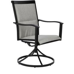Style Selections Melrosa Set Of 2 Black Steel Frame Swivel Dining Chair With Gray Sling Seat 