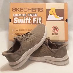 Skechers Men's Delson Swift Fit Hands Free Shoes Available in Taupe Size 9
