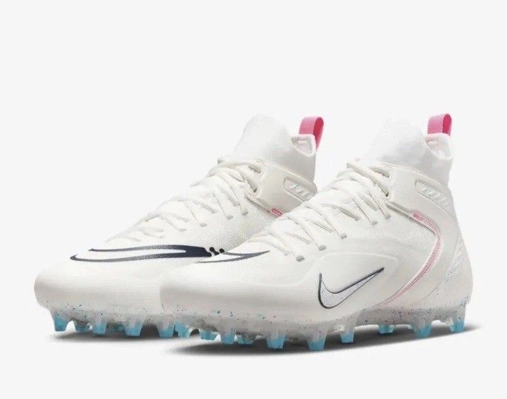 Men's Nike Alpha Huarache 8 Elite LAX White Multicolored Football Cleats Sz 12π