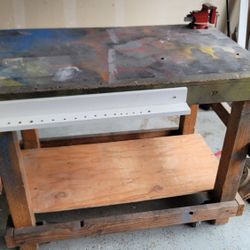 Handmade Tool Bench With Wheels And Vise
