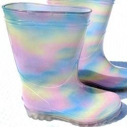 Sz 8 Womens Pastel Tie Dye Rainbow Magellan Rain Boots