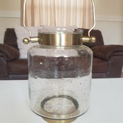 Glass And Metal Lantern Or Vase 