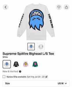Supreme Large Spitfire Long-sleeve tee (Sz Medium)