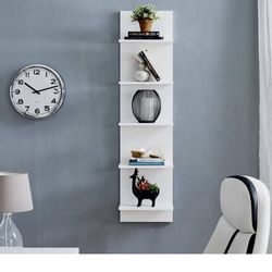 47.25 in. H White MDF 5-Tier Decorative Wall Shelf
