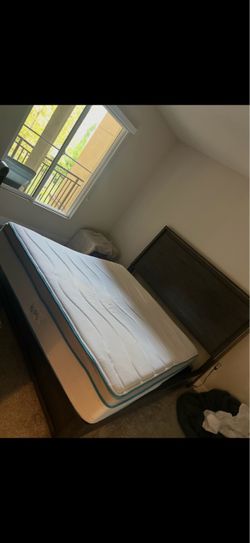 Cali king mattress with Dark Wood Bed Frame