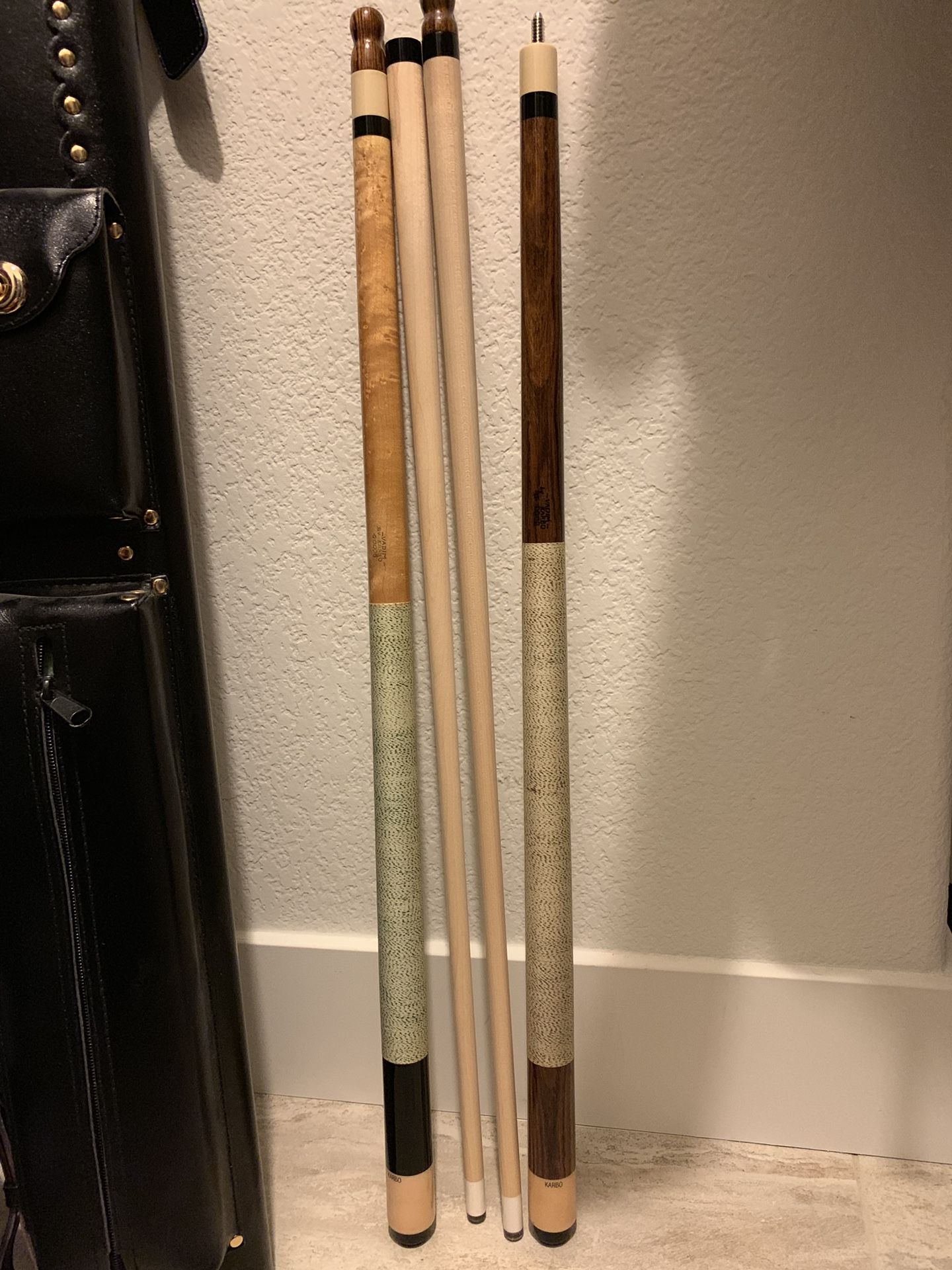 Karbo numbered #5 and #8 custom pool cues