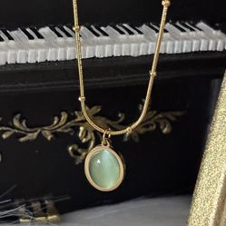 Gold Plated Opal Dainty Necklace 