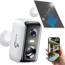 Solar Security Cameras Wireless Outdoor, 2K WiFi Cameras for Home Security, Battery Powered AI Motion Detection Surveillance Home Security Cameras, Co
