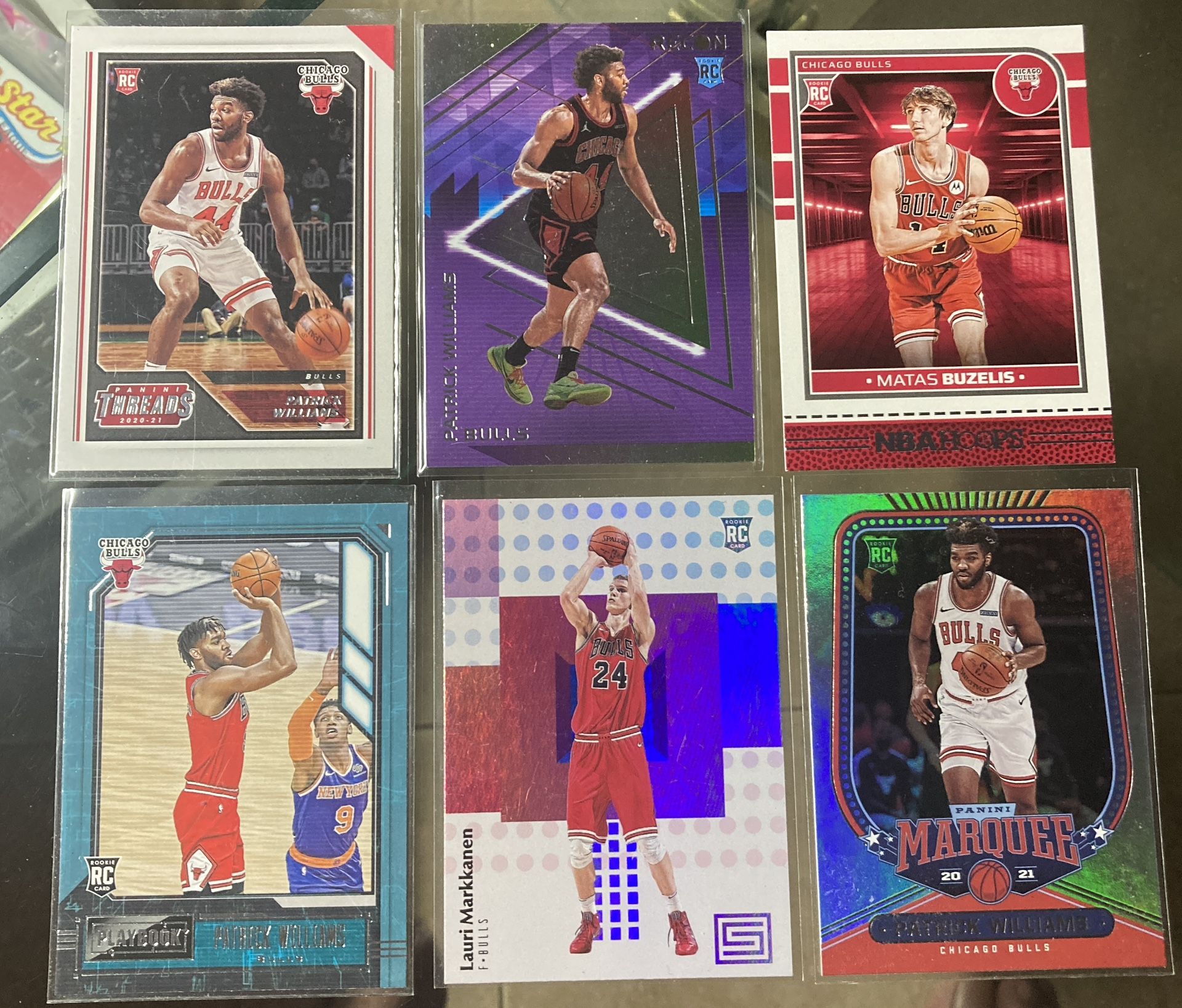 6 card NBA basketball Bulls Patrick Williams Lauri Markkanen Matas Buzelis Rc rookie cards All cards are In good condition near mint to mint - gem. .