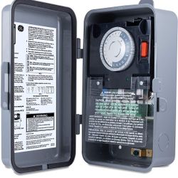 GE Heavy-Duty Mechanical Box Timer Switch, Metal, Tamper Resistant, Voltage, 120, 240, 277, NEMA 3R-Rated, Indoor, Ideal for Pool Pumps, Water Heaters